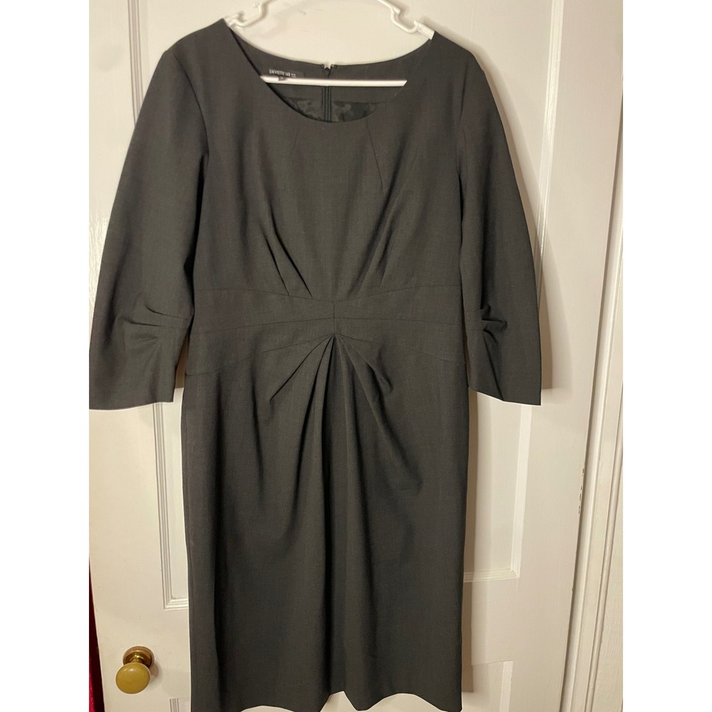 Lafayette 148 New York‎ Sheath Dress Size 10 Charcoal Gray Wool Blend